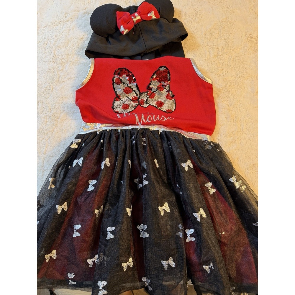 Disney Minnie Mouse Hooded Dress Red, Black, White Size 7-8 Years Old